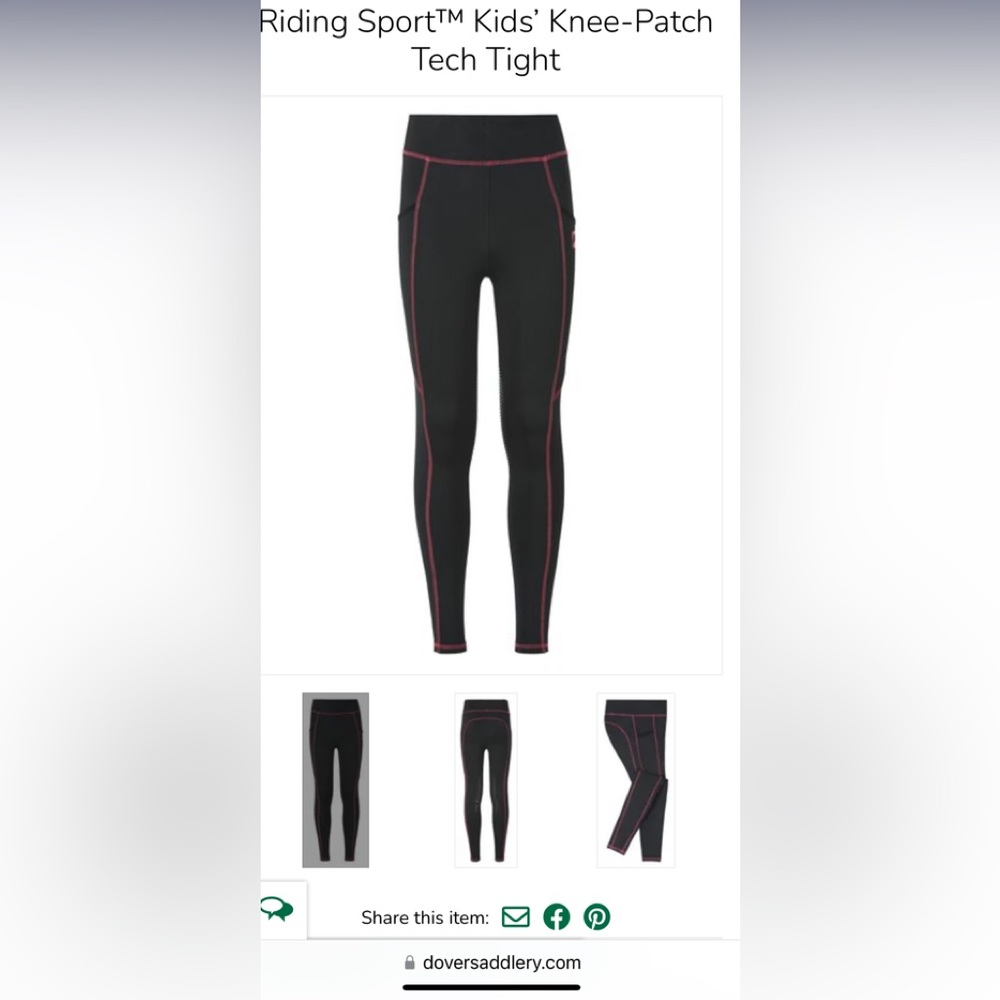 2 pairs  Medium Dover Saddlery Riding Sport Girls’ Silicone Knee-patch Tech
